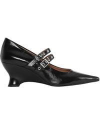 Ganni - Eyelets Low Wedge Pumps - Lyst