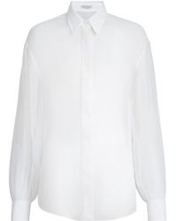 Brunello Cucinelli - Sheer Long-Sleeve Shirt - Lyst