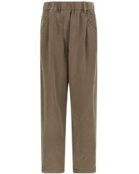 Brunello Cucinelli - Straight-Leg Elastic Waist Trousers - Lyst