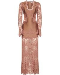 Rabanne - Rabanne Lace Panel Long Dress - Lyst