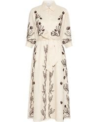 Marella - Embroidered Linen Dress - Lyst