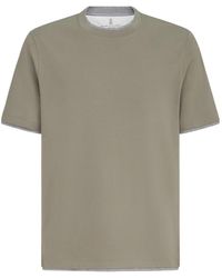Brunello Cucinelli - Cotton-Jersey Crew-Neck T-Shirt With Faux-Layering - Lyst