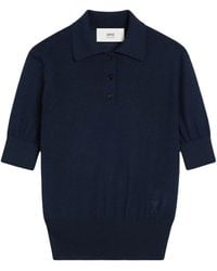 Ami Paris - Ami De Coeur Fine Knit Polo Top - Lyst