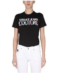 Versace Jeans Couture - Floral-Embroidered Cotton T-Shirt - Lyst