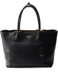 Prada - Large Leather Tote Bag - Lyst