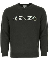 KENZO - Logo Embroidered Knitted Jumper - Lyst