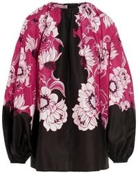 Valentino - Multicolored Floral Print Blouse - Lyst