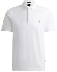 BOSS - Boss Double-Monogram Patch Polo Shirt - Lyst