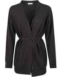 Peserico - Long-Sleeved Belted Cardigan - Lyst
