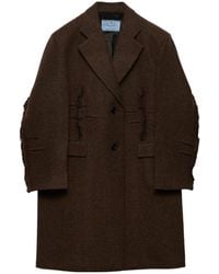 Prada - Single-Breasted Shetland Wool Coat - Lyst
