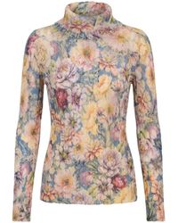 Twinset - Floral High Neck Knitted Sweater - Lyst