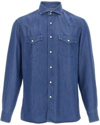 Brunello Cucinelli - Long Sleeved Denim Shirt - Lyst