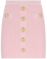 Balmain - Button Detailed High-Rise Mini Skirt - Lyst