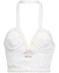 Alessandra Rich - Lace Bustier Halter Top - Lyst