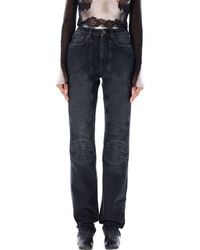 Jean Paul Gaultier - High-Waist Bonded Jeans With Embroidered Patches - Lyst