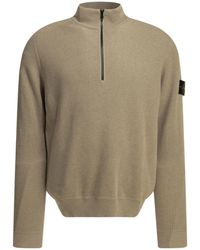 Stone Island - Half Zippered Cotton Knitwear - Lyst