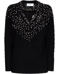 ERMANNO FIRENZE - Embellished Cable Knit Sweater - Lyst
