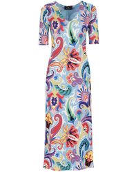 Etro - Paisley V-Neck Midi Dresse - Lyst