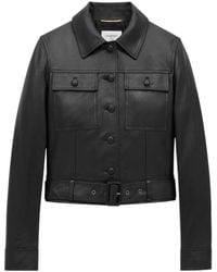 Saint Laurent - Leather Cropped Jacket - Lyst