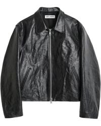 Our Legacy - Cropped Leather Jacket With Classic Collar - Lyst