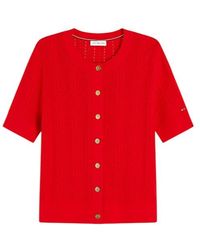Tommy Hilfiger - Cable-Knit Short-Sleeve Cardigan - Lyst