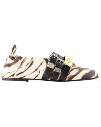 Ganni - Sue Triple Tiger-Print Ballet Flats - Lyst