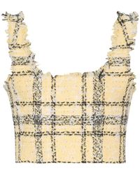 Balmain - Glitter Plaid Tweed Cropped Top - Lyst