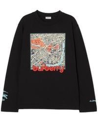 Burberry - Long-Sleeve London Map Cotton T-Shirt - Lyst