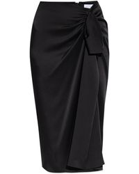Stella McCartney - Gathered Satin Midi Skirt - Lyst