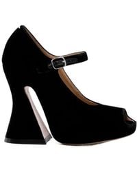 Maison Margiela - 125Mm Velvet Peep-Toe Sandals - Lyst