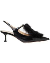Fendi - Noir T-Strap Slingback Pumps - Lyst