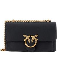 Pinko - Logo Plaque Chained Shoulder Bag - Lyst