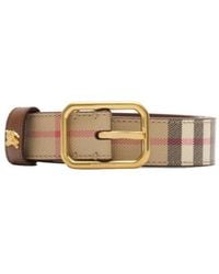 Burberry - Checked Logo Buckle Belt - Lyst