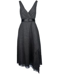 Dior - V-Neck Belted Fringed Edge Dress - Lyst