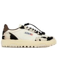 Autry - Cow-Print-Detail Lace-Up Sneakers - Lyst