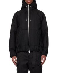 Sacai - Hoodie Pinstriped Zip-Up Hooded Jacket - Lyst