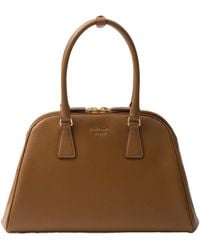 Prada - Saffiano Zipped Medium Tote Bag - Lyst