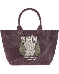 Ganni - Snow Teddy Bear Tote Bag - Lyst