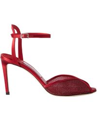 Jimmy Choo - Sacora Crystal-Embellished Mesh Sandals - Lyst