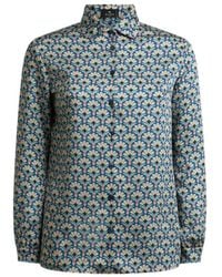 Etro - Micro Palm Motif Twill Shirt - Lyst