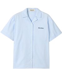 Miu Miu - Gingham-Check Logo-Embroidered Shirt - Lyst