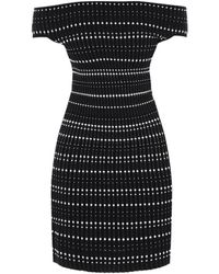 McQueen - Off-Shoulder Straight Hem Knitted Mini Dress - Lyst