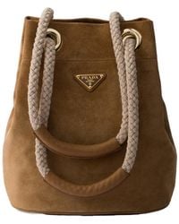 Prada - Mariner Small Suede Bucket Bag - Lyst