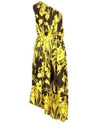 N°21 - Floral-Print One-Shoulder Midi Dress - Lyst