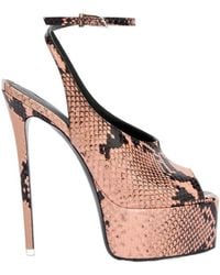The Attico - Ornella Python-Print Heeled Leather Pumps - Lyst