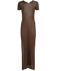 Lemaire - Shiny Viscose Column Dress W/ Slits - Lyst