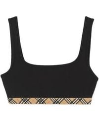 Burberry - Samphire Check Crop Bikini Top - Lyst