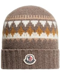 Moncler - Jacquard Wool Cashmere Blend Beanie - Lyst