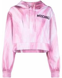 Moschino - Brushstroke-Print Cropped Hoodie - Lyst