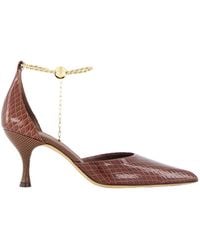 Ferragamo - Ferragamo Chain Ankle Strap Pumps - Lyst